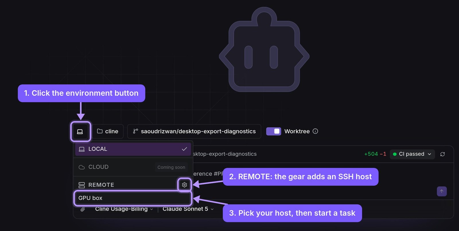 Cline Desktop SSH