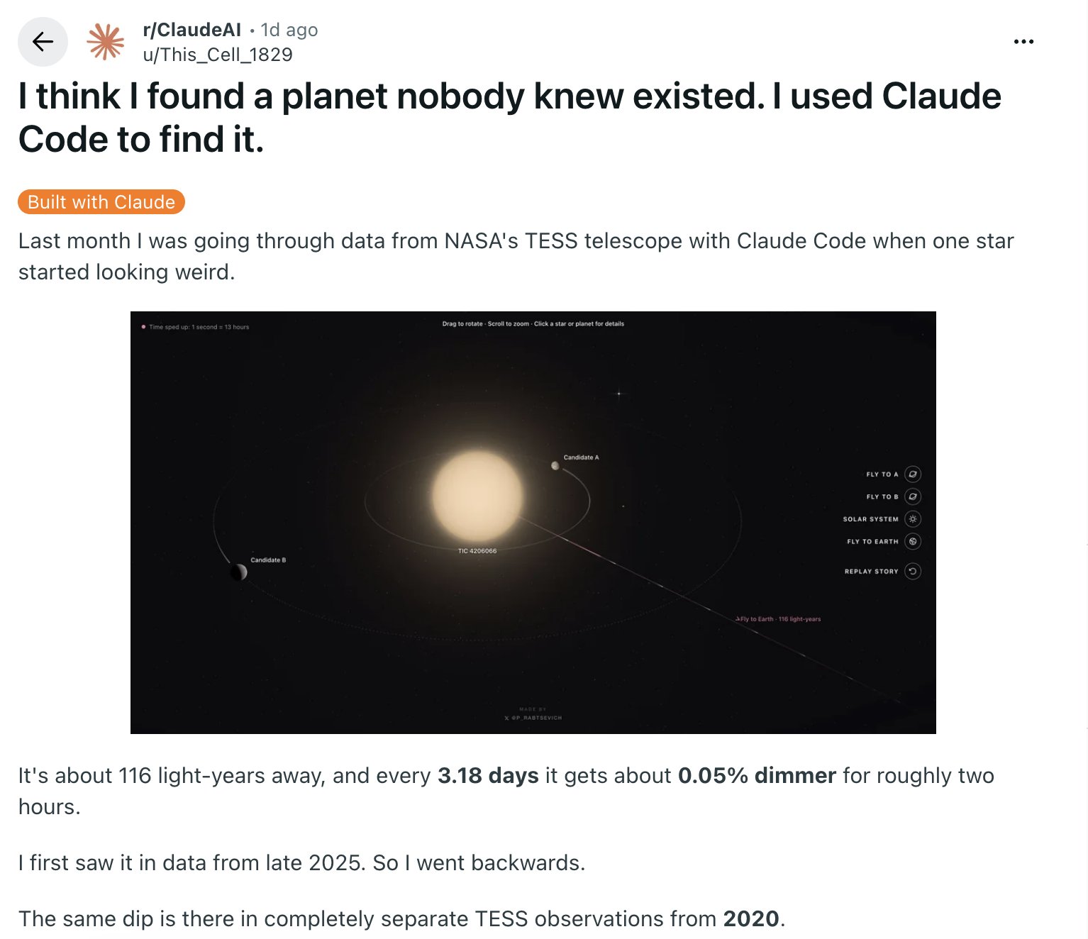 用 Claude Code 找候选行星