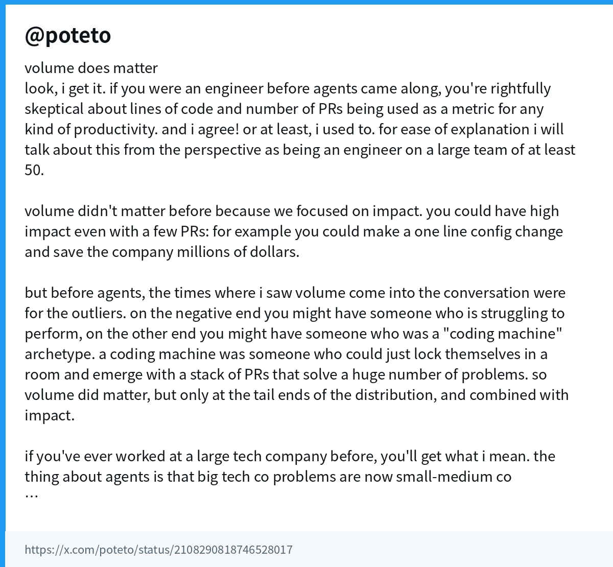 poteto：volume does matter