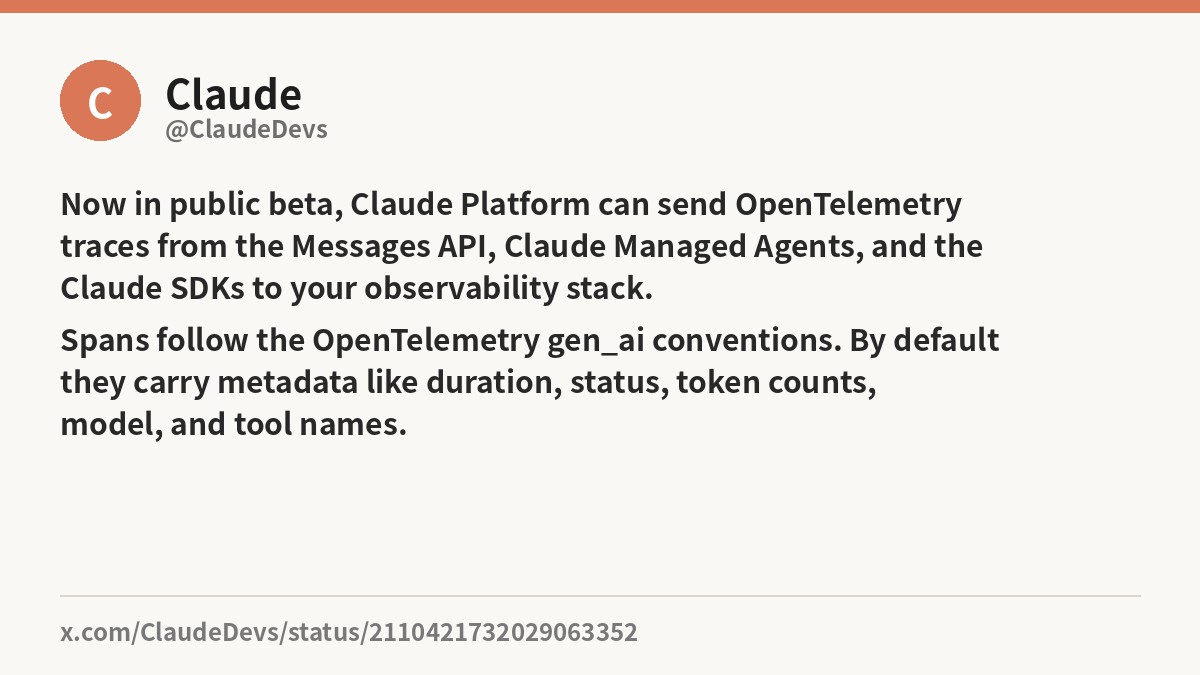 Claude Platform OpenTelemetry