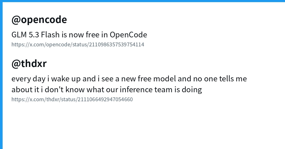 OpenCode: GLM 5.3 Flash free